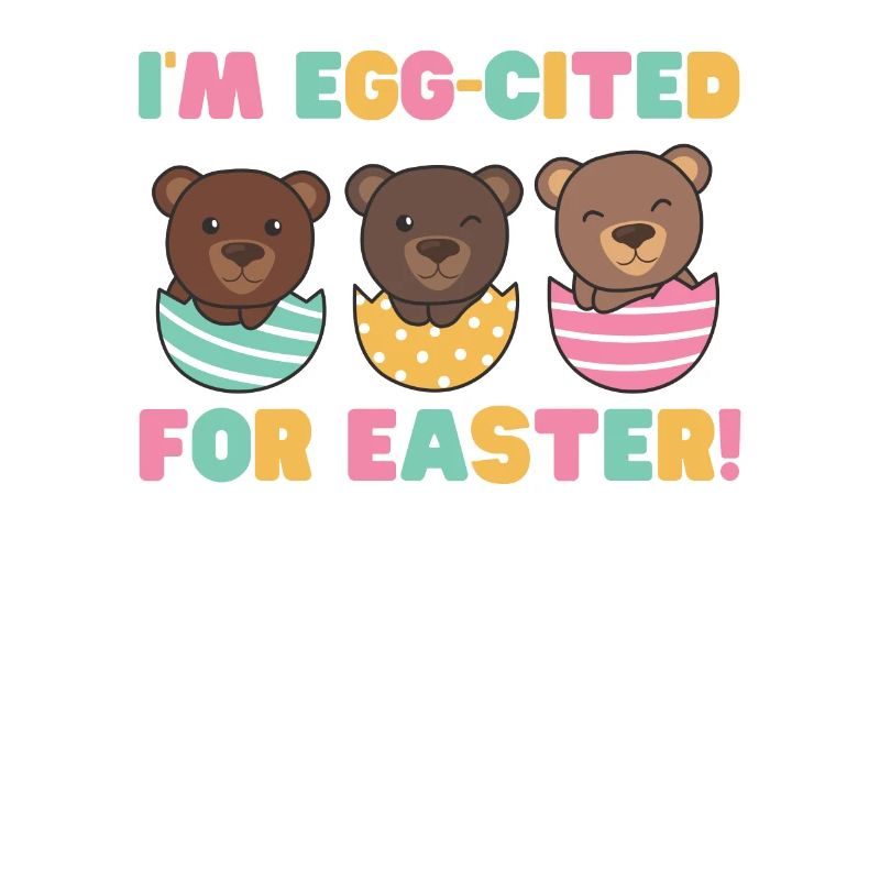 cute bears at Easter with Easter eggs bear