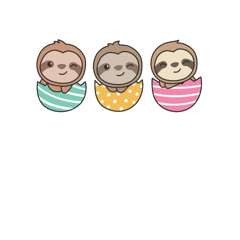 cute sloths at Easter with Easter eggs sloth