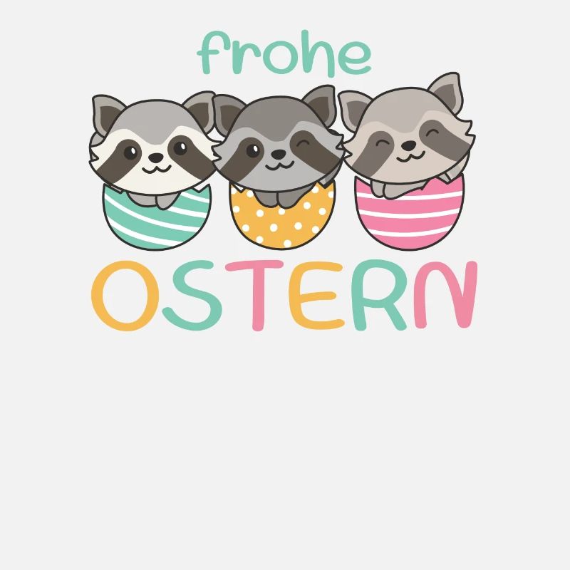 süße Waschbären zu Ostern mit Ostereiern Waschbär