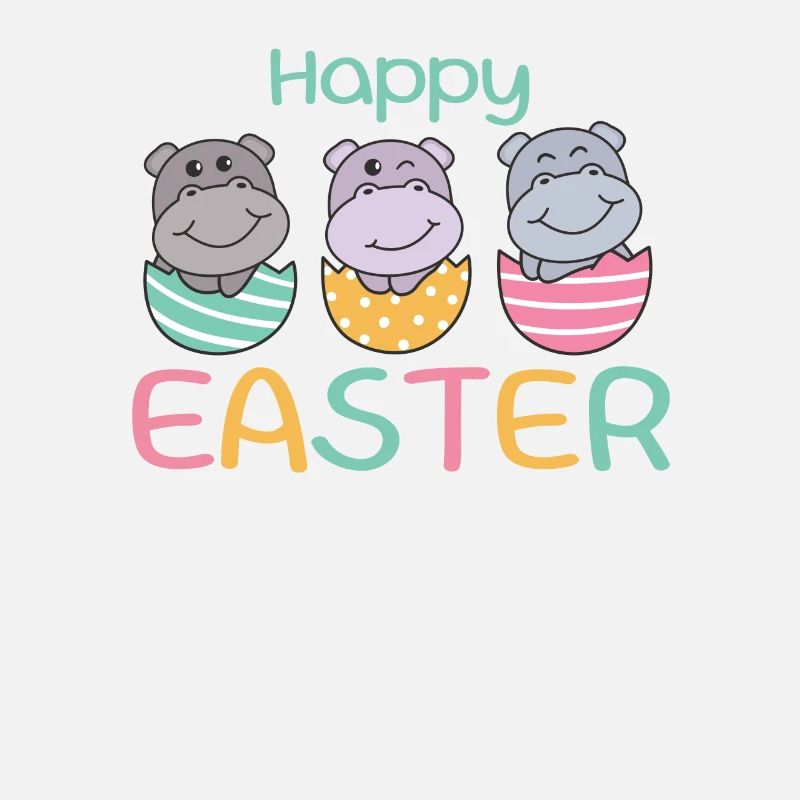 sweet hippos for Easter with Easter eggs hippo