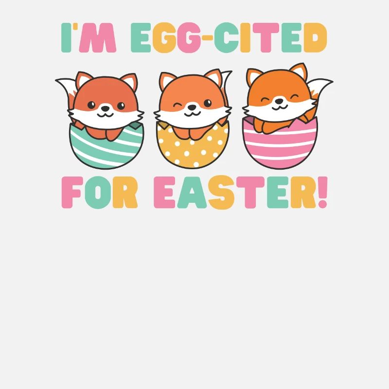 sweet foxes at Easter with Easter eggs fox