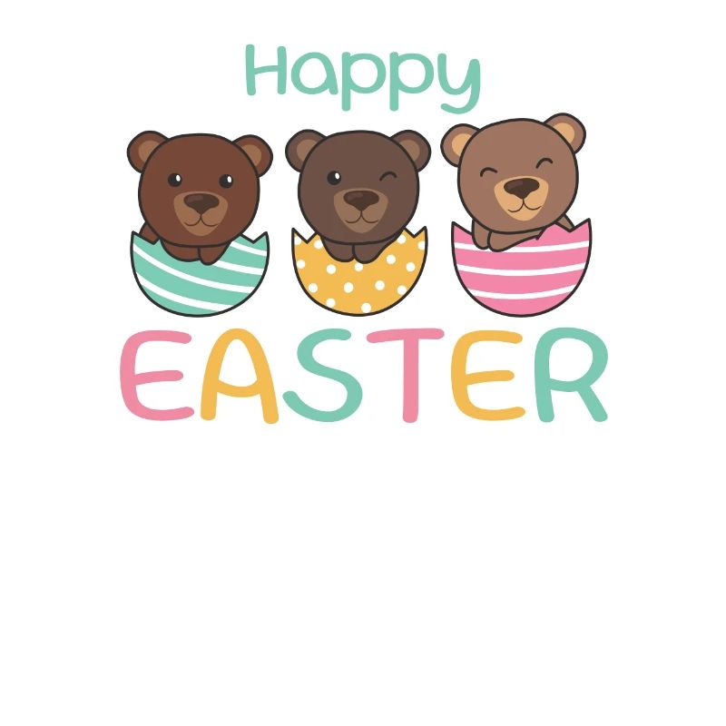 cute bears at Easter with Easter eggs bear