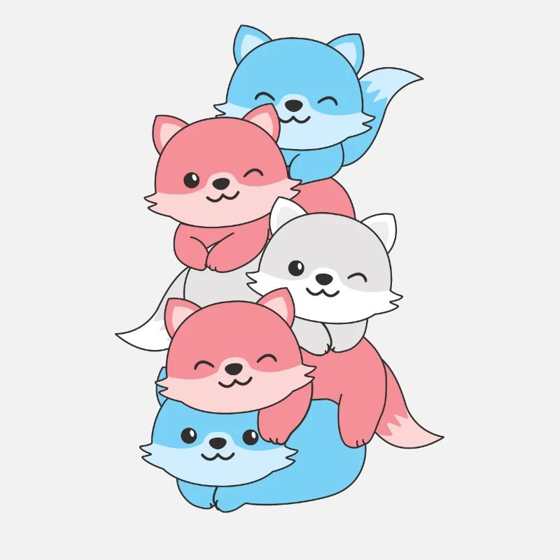 Transgender Flag Pride LGBTQ Cute Fox Stack