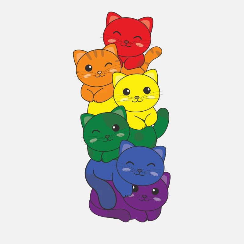 Regenbogen Flag Pride LGBTQ süßer Katze Stapel