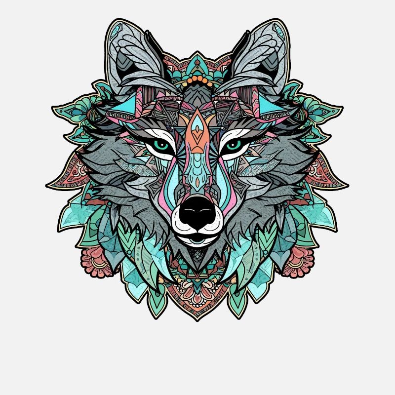 Mandala Geometric Wolf ColorFull