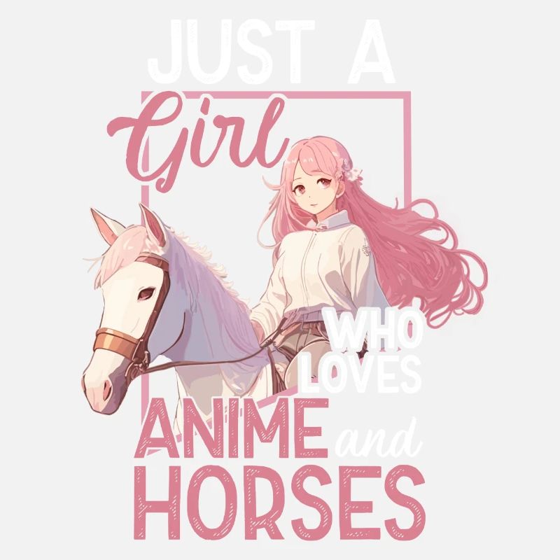 Pferde Mädchen Anime Spruch mit Manga Zeichnung