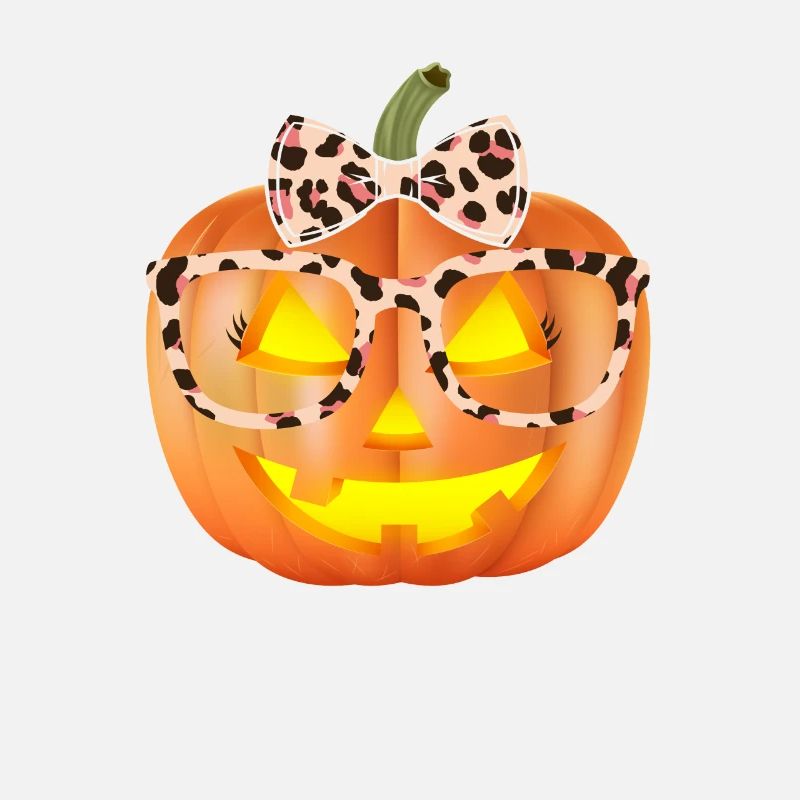 Cute Pumpkin Face Leopard Glasses Halloween
