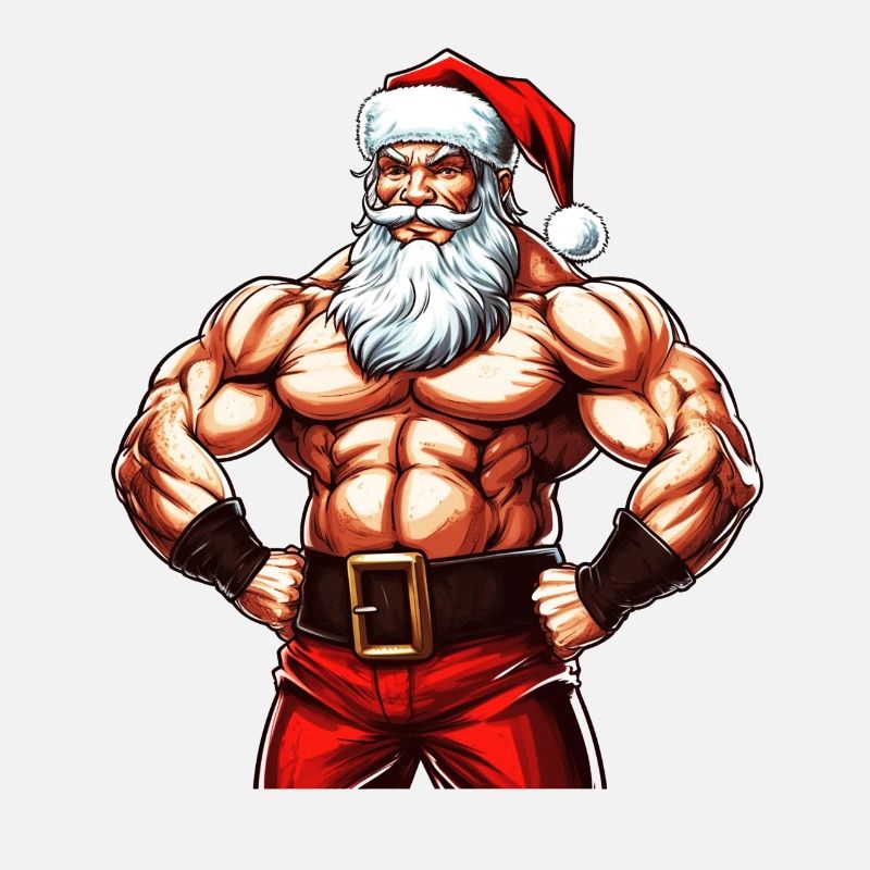 Santasaurus Flex: Christmas Bodybuilder with Santa