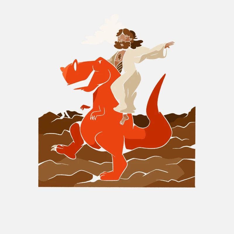 Cool Jesus Rides Dinosaur Funnier