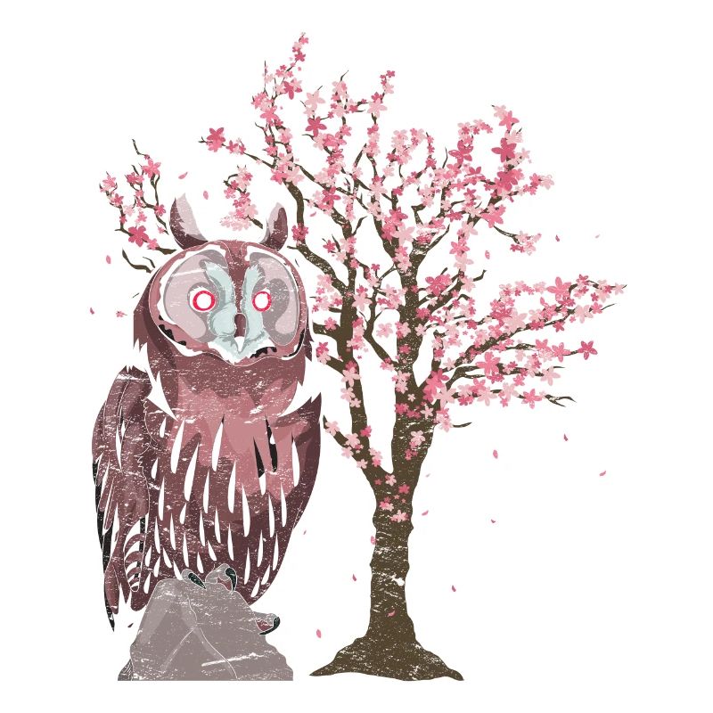 Tier Kirschblüten Baum Vogel Geschenk Sakura Eule