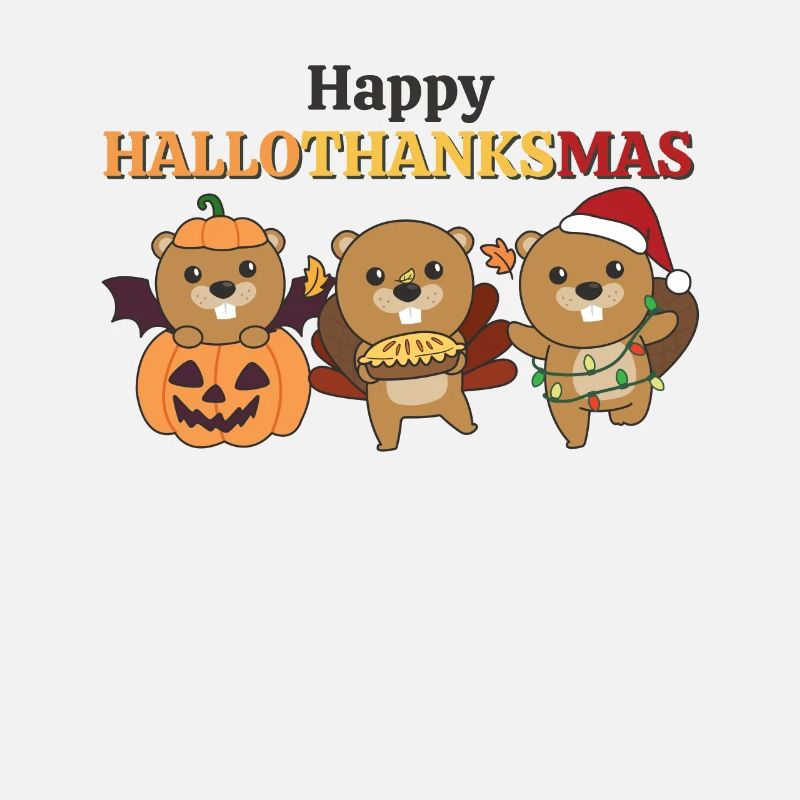 Joyeux Hallothanksmas Castor Castor de Noël Castors