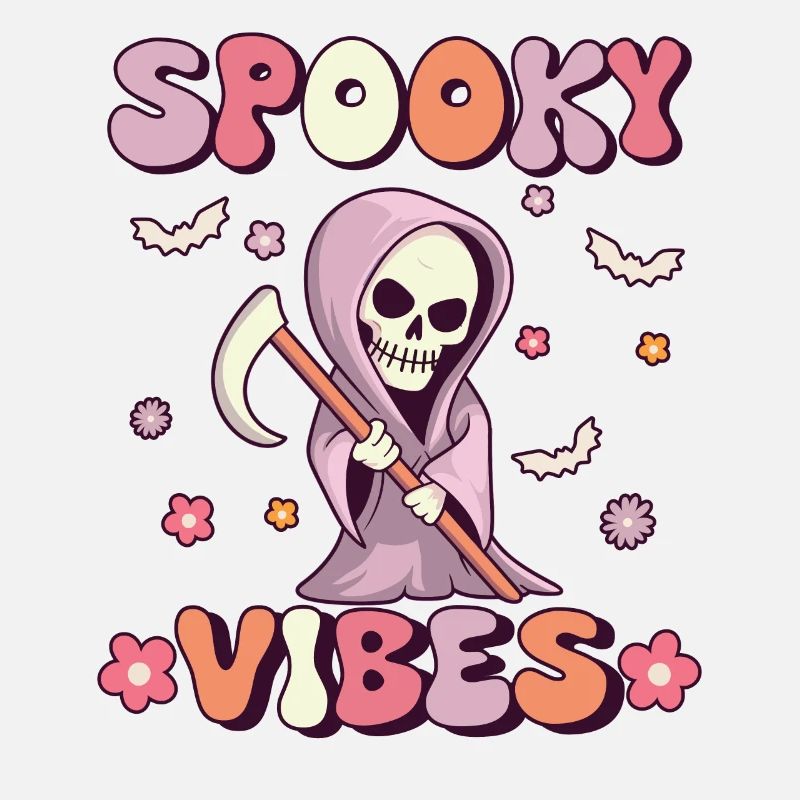 Spooky Vibes Groovy Grim Reaper Vintage