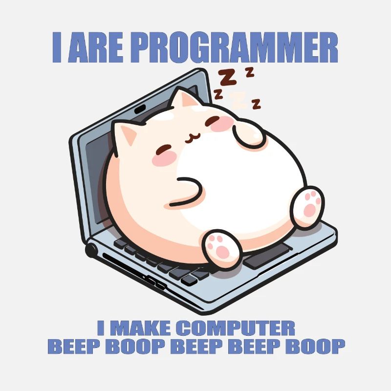 I are programmer, fat sleeping cat