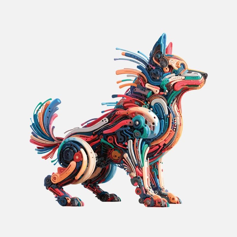 Farbenfroher abstrakter Roboterhund