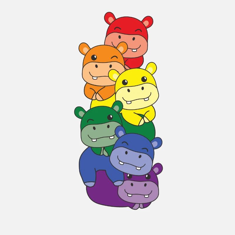 Rainbow Hippo Cute Colorful Hippo for Kids