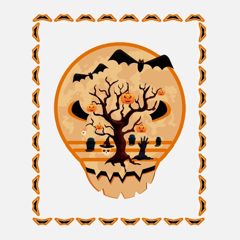 Illustration Happy Spooky Halloween Ghost Skull