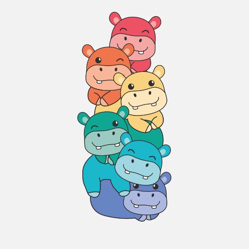 Rainbow Hippo Cute Colorful Hippo for Kids