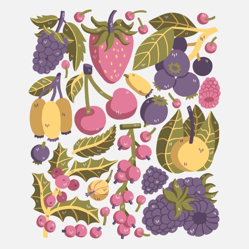 Beeren: Erdbeeren, Himbeeren, Blaubeeren, Kirschen