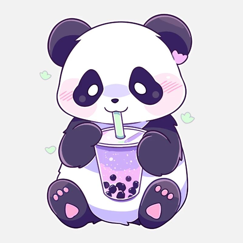 Kawaii Panda Drinks Boba Bubble Tea Chibi