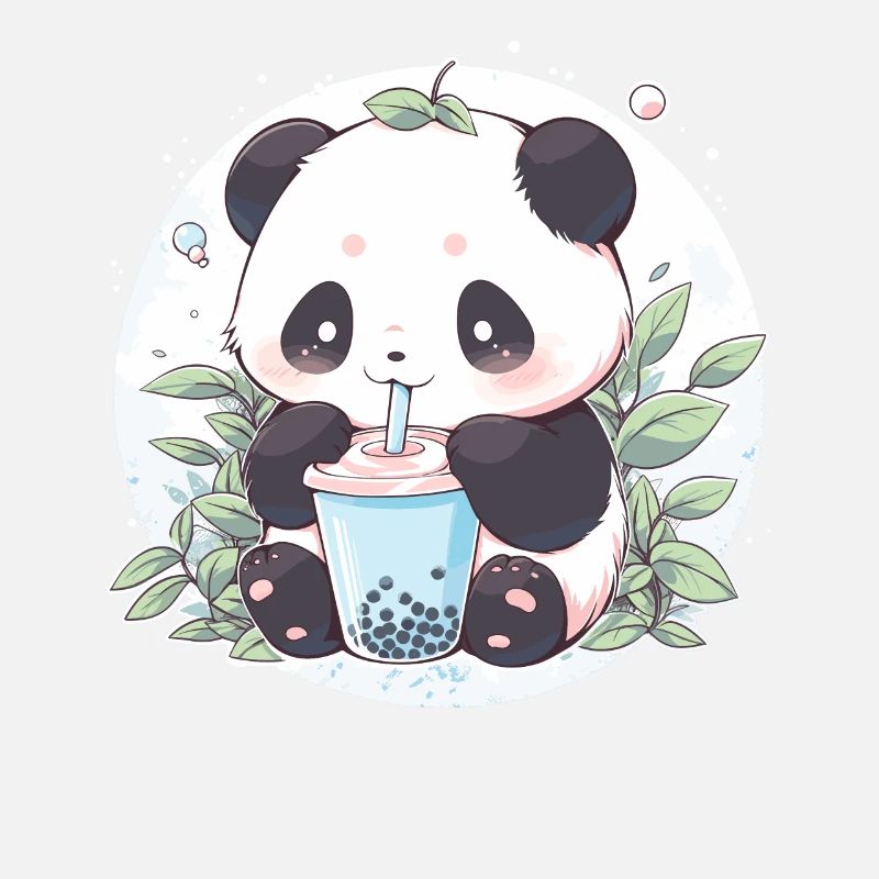 Kawaii Panda Drinks Boba Bubble Tea Chibi