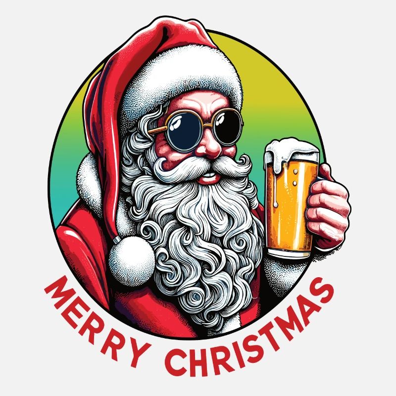 Père Noël avec bière joyeux Noël