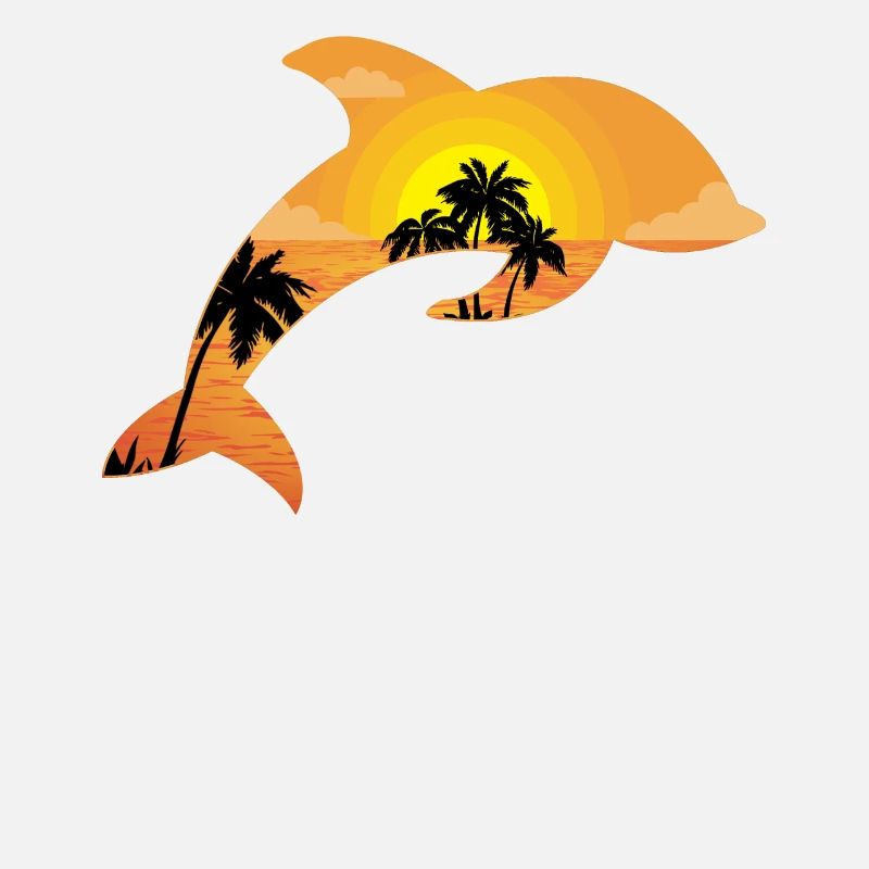 Dolphin Palm Tree Sunset