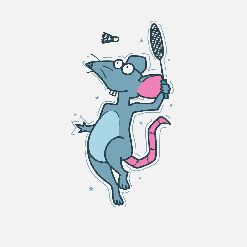 Rat Playing Badminton Rodent