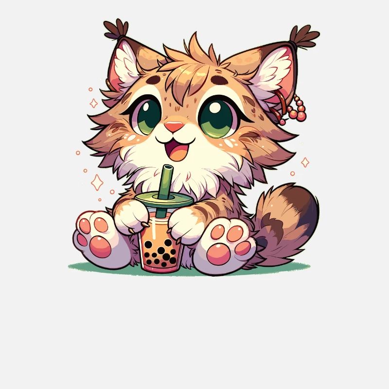 Kawaii Lynx Bubble Tea Boba Lynx