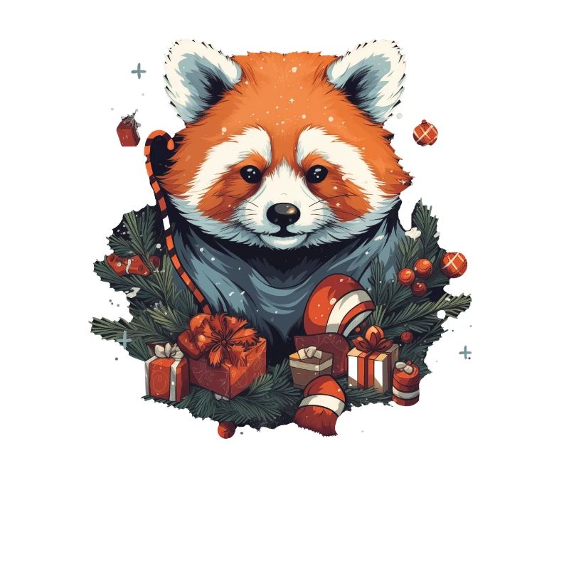Panda roux avec des éléments de Noël, Pandas d’amour