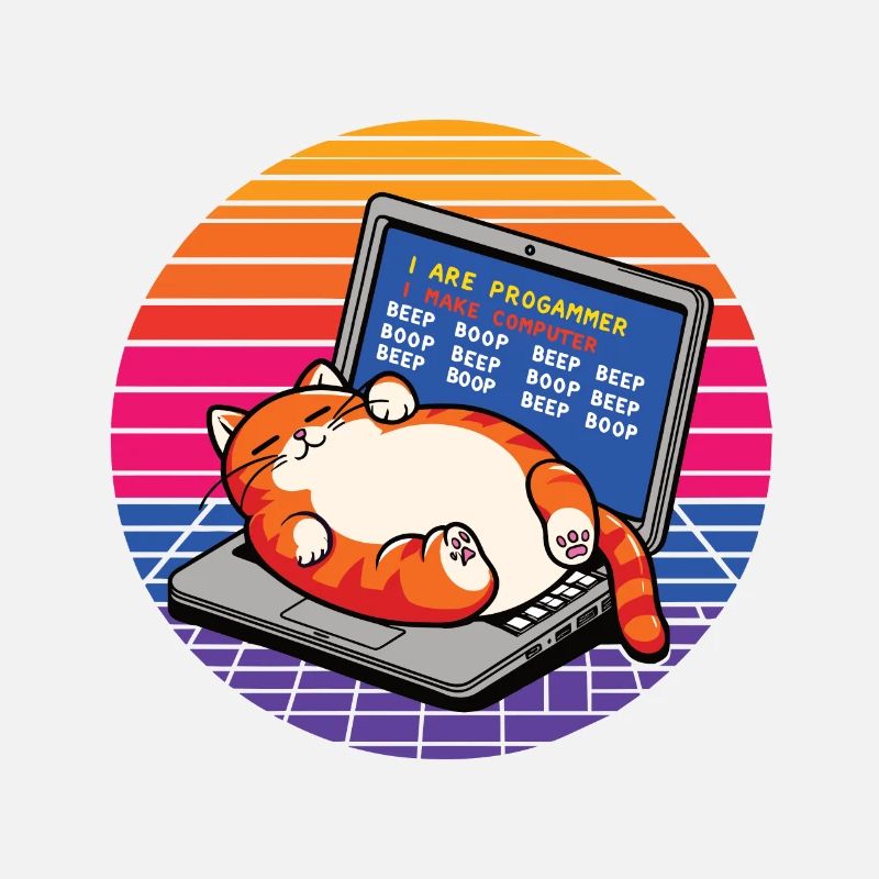 I are programmer, fat sleeping cat