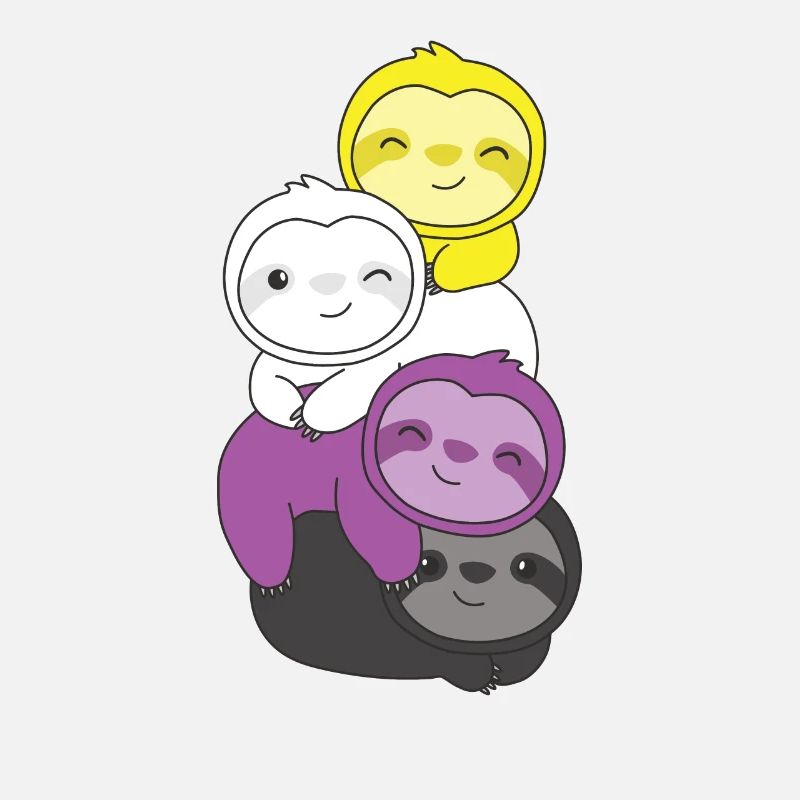 Nonbinary Flag Pride LGBTQ Cute Sloth Bunch