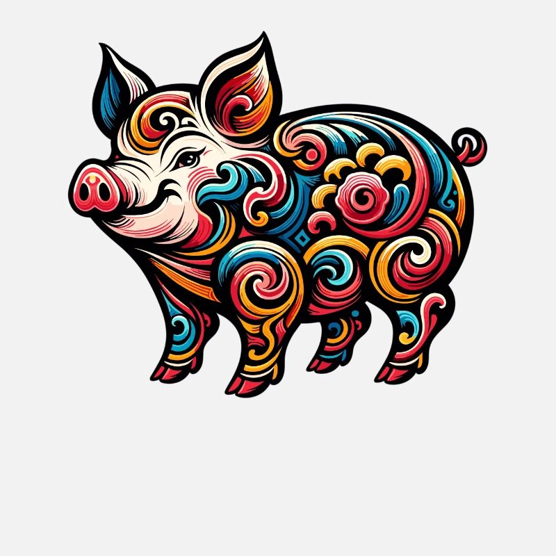 Cochon du zodiaque chinois Design graphique élégant