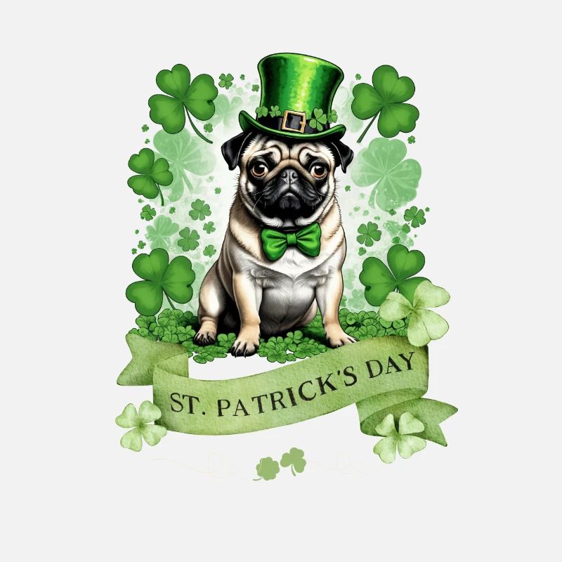 St. Patrick's Day Pug I Shamrock St Paddys Day Pug