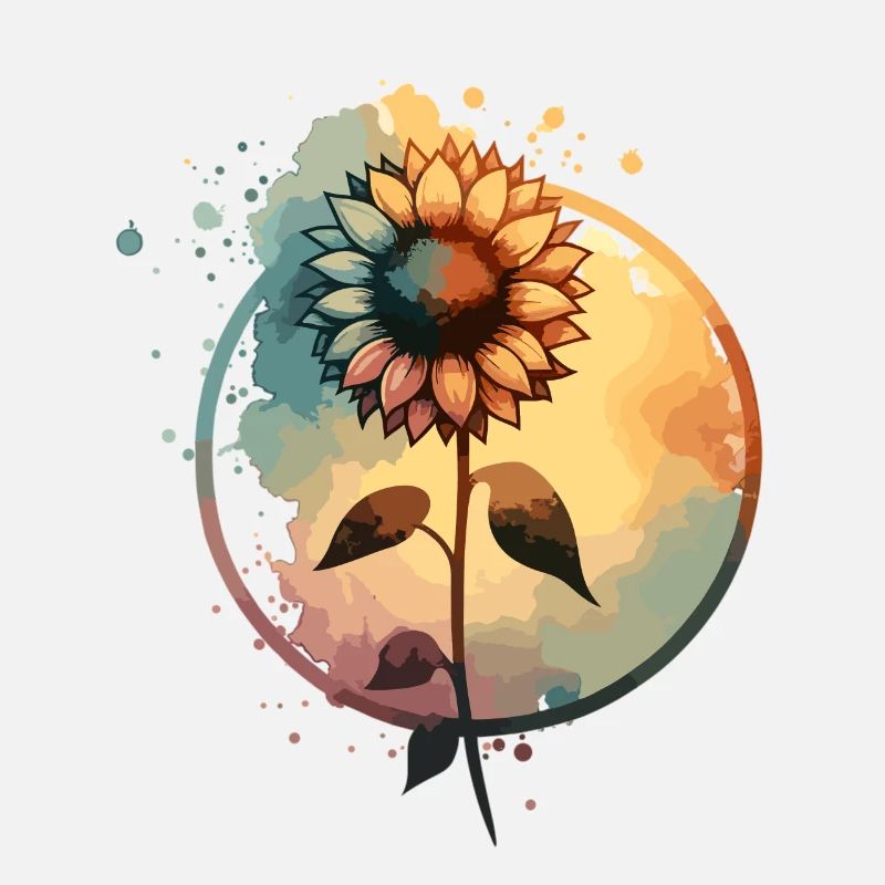Sonnenblume mit Stiel gezeichnet