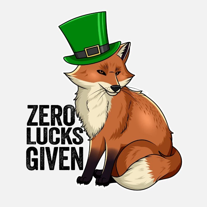 Zero Lucks Given Cute Kawaii Fox Ireland Irish Pun