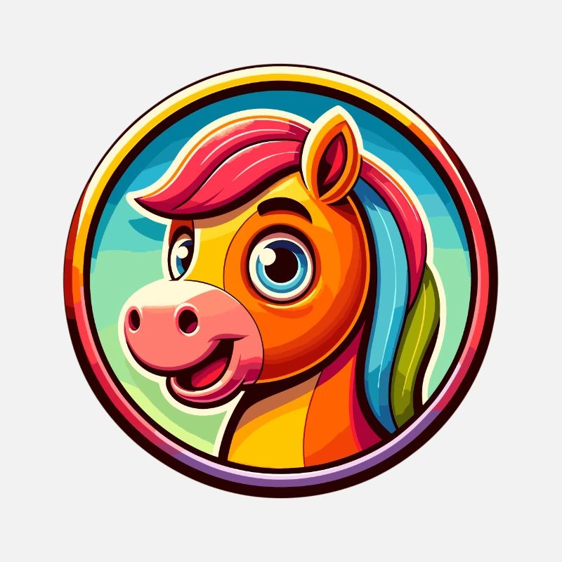 Pferd, Pferdekopf in Comicstyle