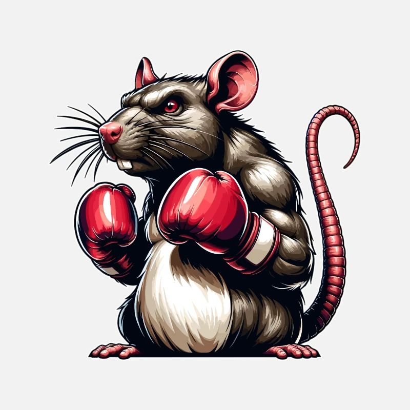 Ratte mit Boxhandschuhen, Ratten-Boxer
