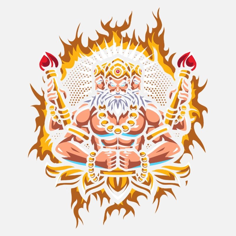 Brahma with Halftone Fire Background