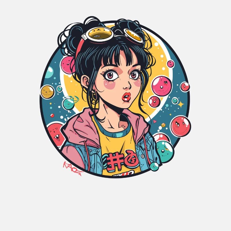 Fille d’anime colorée et sentiments positifs