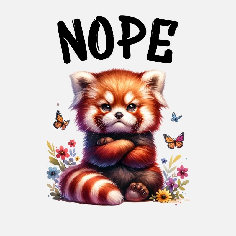 Red Panda Funny Saying Nope Fire Fox