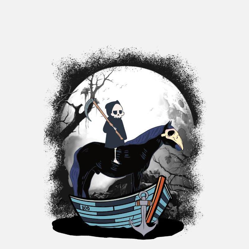 Grim Reaper Passeur Cavalier Bateau À Cheval Halloween
