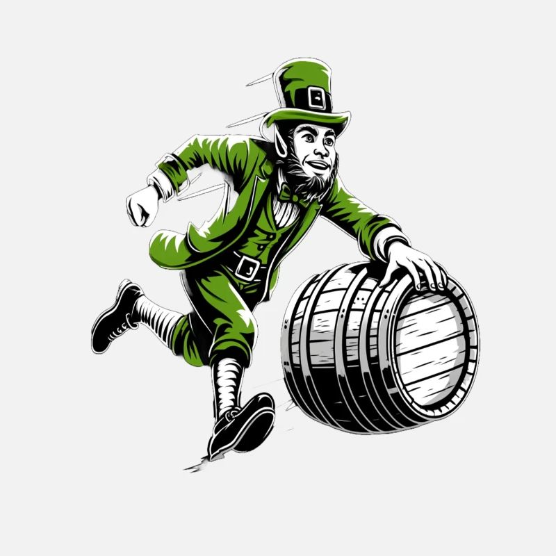 Barrel Pushing Leprechaun (Irish Leprechaun)
