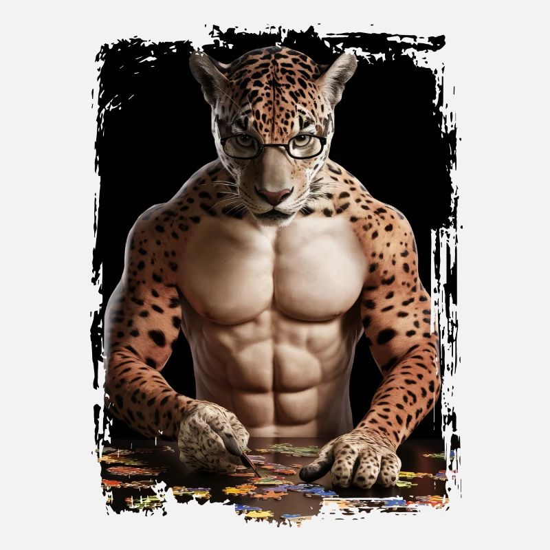 Jaguar spielt Puzzle Geschenk