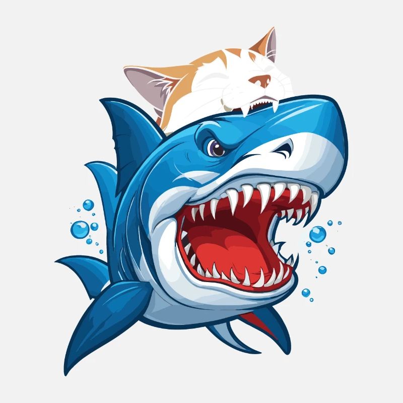 Cat bites shark