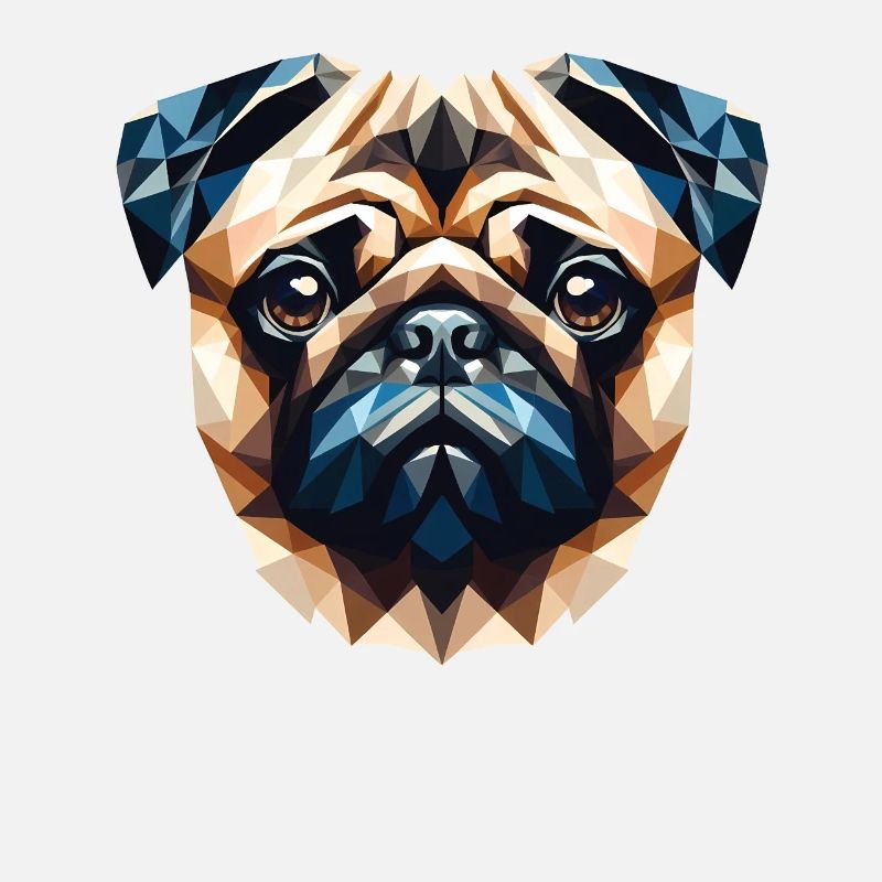 Polygon Hund, Digitale Kunst Tier Mops