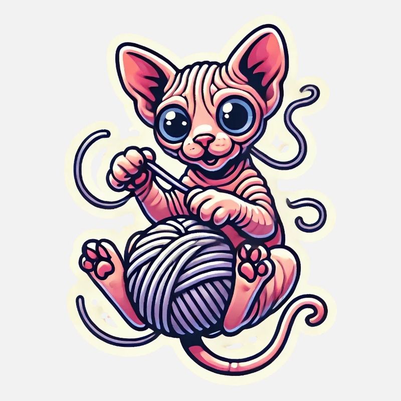 Süßes Sphynx-Kätzchen, das mit einem Garn spielt