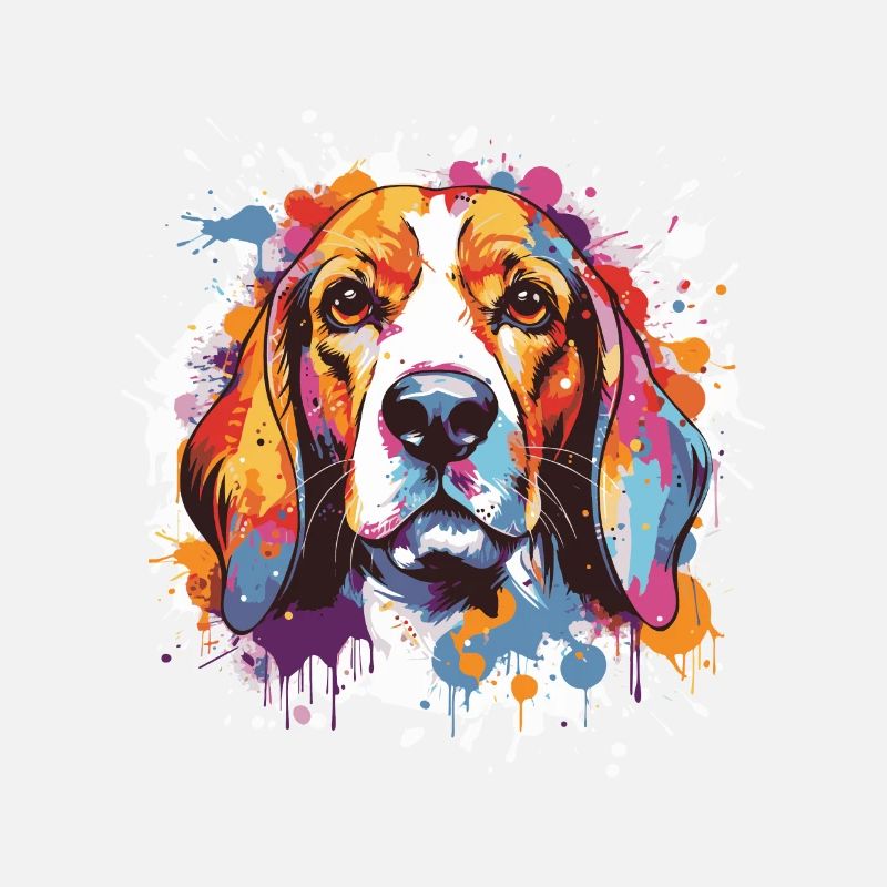 Beagle Dog Head Portrait Pop Art