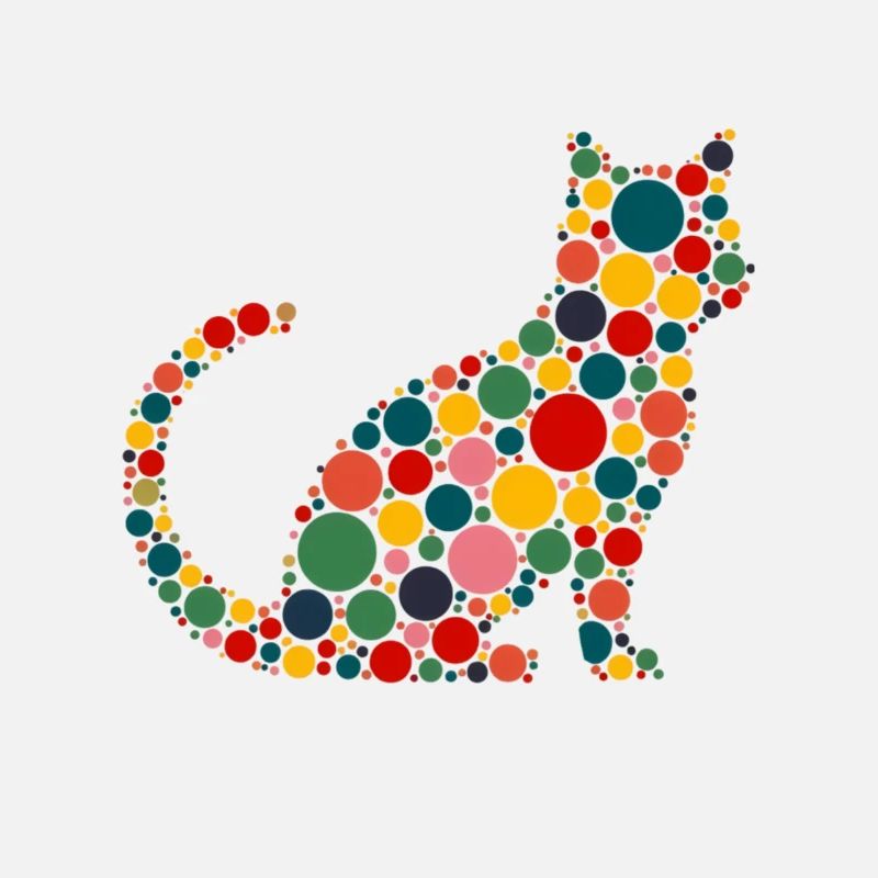 Chat pointillé Fun Mignon Coloré Tacheté