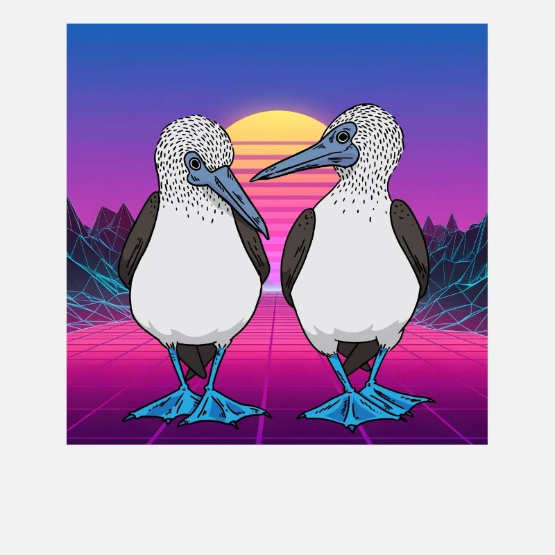 Vaporwave Seabirds Blue-footed Booby Bird