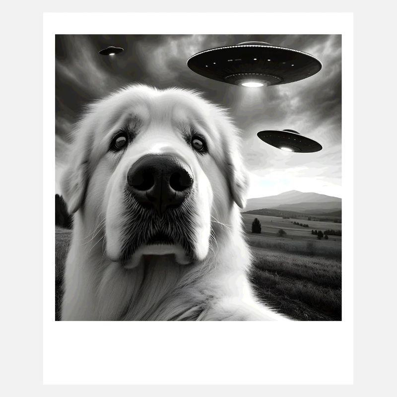 Great Pyrenees Funny Graphic Selfie with UFOs Weir